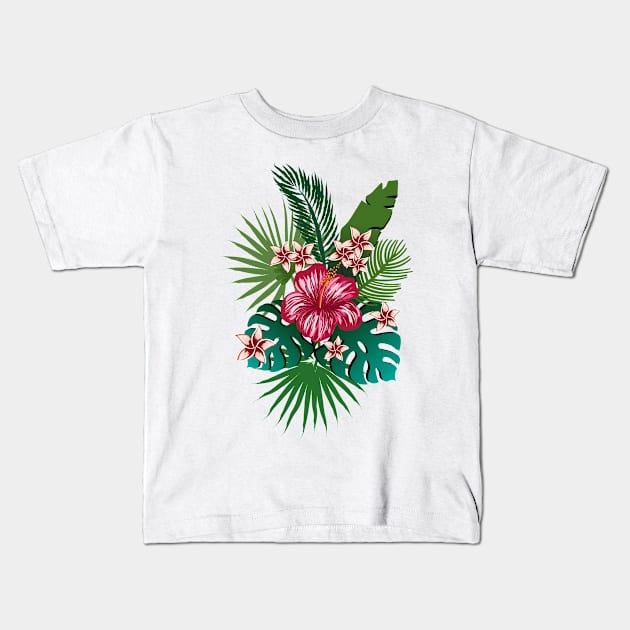 Hawaii Plant Flower Hibiscus Tropical Kids T-Shirt by gold package